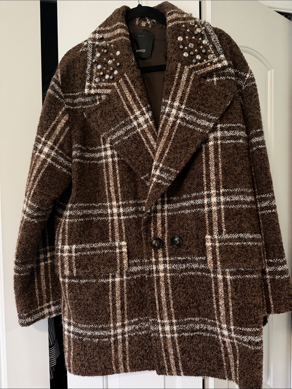PINKO -Calabria plaid boulce jacket, Made in Italy, size EU 44